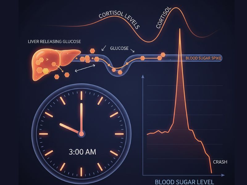 Cortisol and blood sugar fluctuations explaining why you crave sugar at night