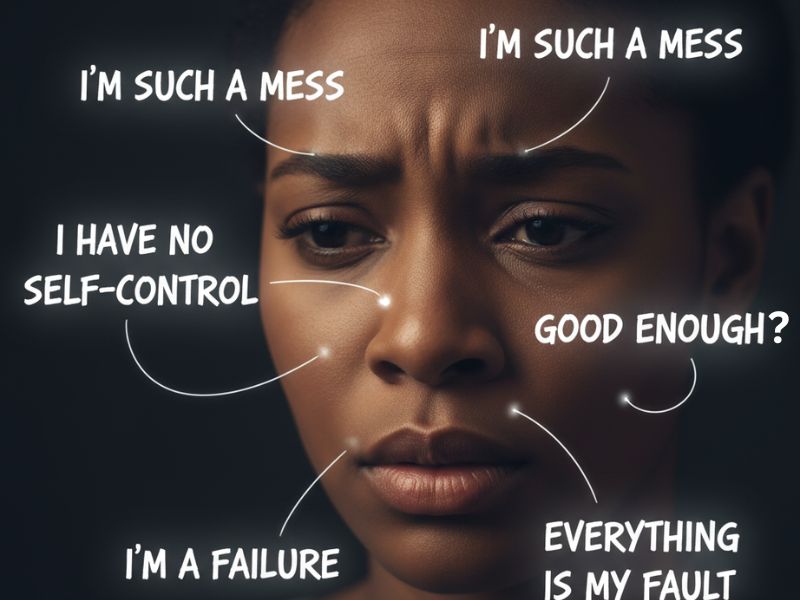 Negative self-talk patterns that trigger sugar cravings at night