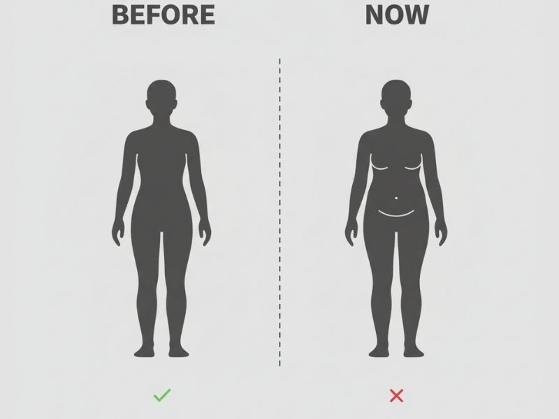 Belly fat pattern change indicating insulin resistance