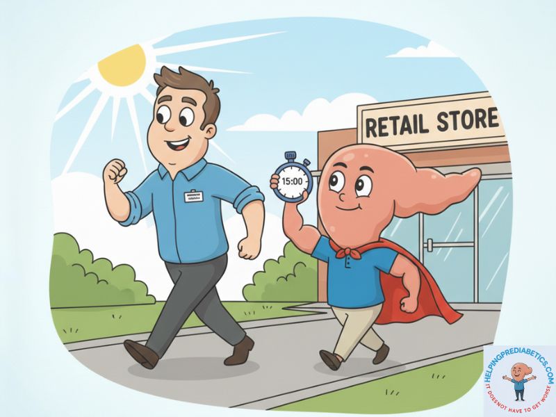 Office worker walking after eating during lunch break