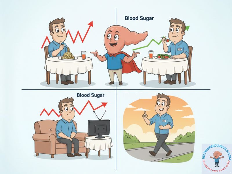 Comparison of post-meal blood sugar with and without walking