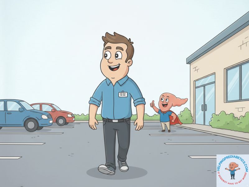 Man walking after eating dinner in residential neighborhood