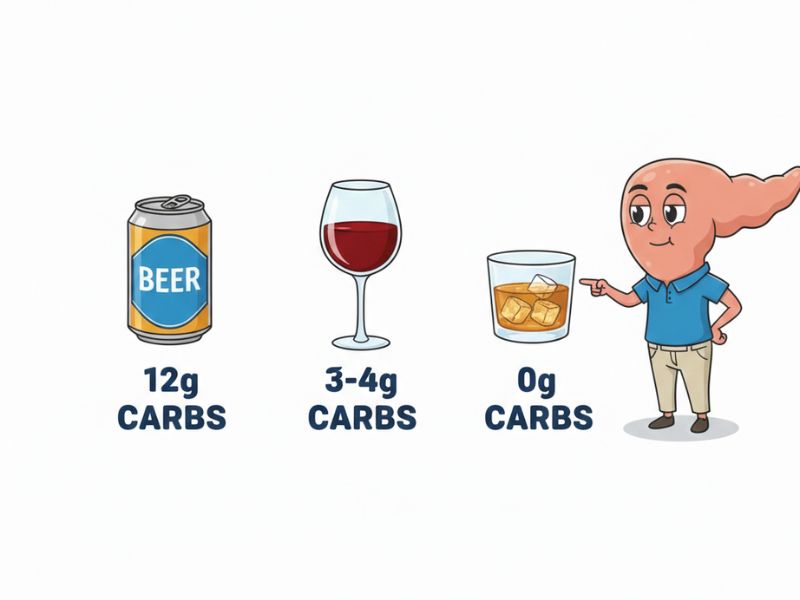 Does alcohol raise blood sugar — Pete the pancreas comparing carbs in beer wine and whiskey