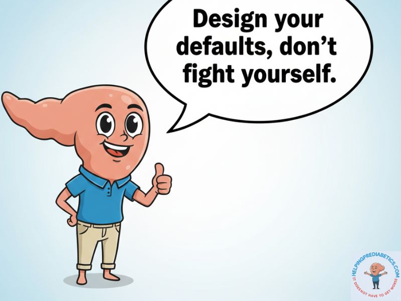 how to build good habits through default actions instead of willpower