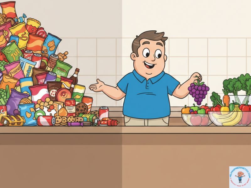 Processed foods versus whole foods showing different impacts on blood sugar