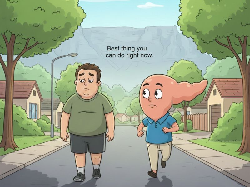 Jan and Pete the pancreas walking together on a Sunday morning in Cape Town