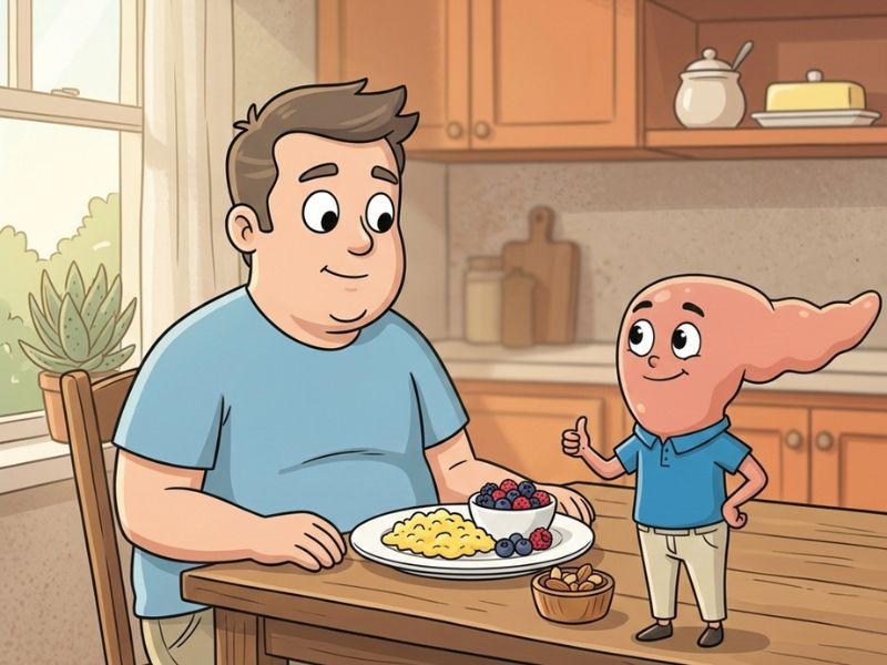 Jan breaking his fast with protein-first meal to keep blood sugar stable after fasting