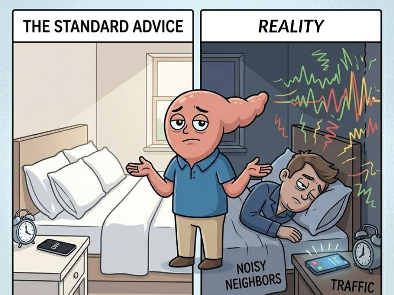 Standard sleep advice versus real life sleep disruption outside your control