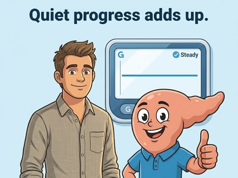 Jan and Pete celebrating steady blood sugar progress through mindful eating habits