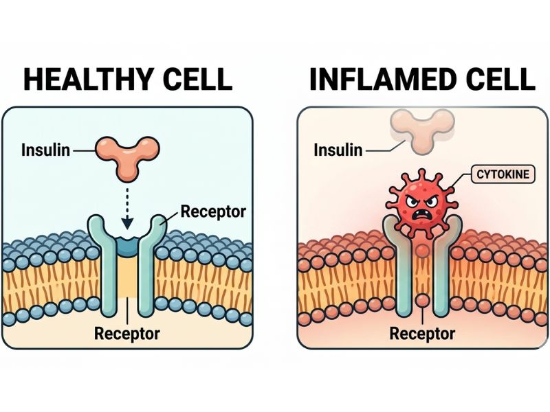 cytokine blocking insulin receptor causing cellular insulin resistance
