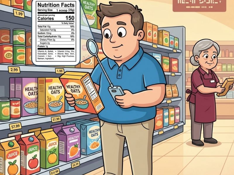 Jan reading food labels to reduce ultra-processed food and inflammation